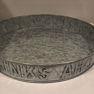 Cynthia Rowley Galvanized Metal Serving Tray - Gray